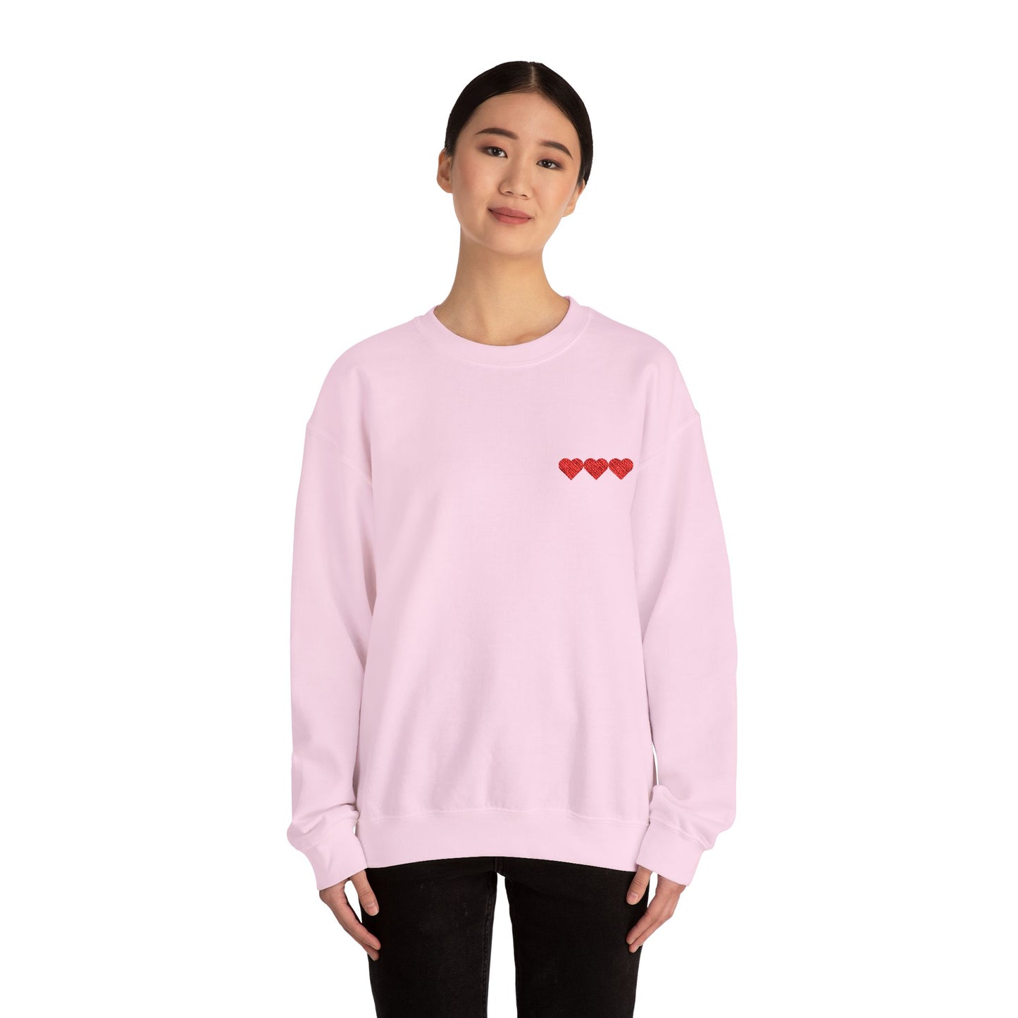 Unisex Heavy Blend™ Valentine's Day Crewneck Sweatshirt – Triple Heart Design