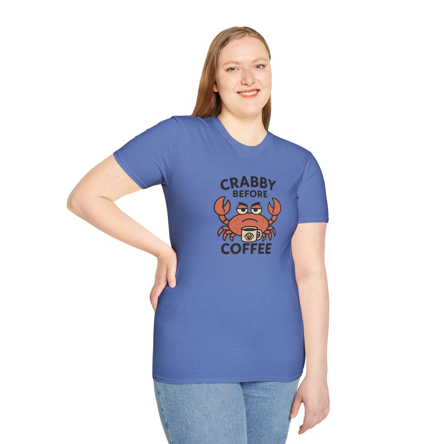 Crabby Before Coffee Ocean T-Shirt – Funny Crab & Coffee Unisex Tee