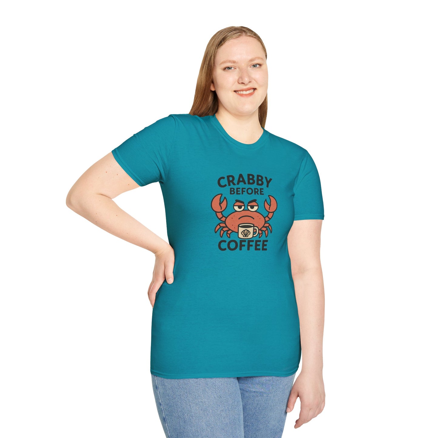 Crabby Before Coffee Ocean T-Shirt – Funny Crab & Coffee Unisex Tee