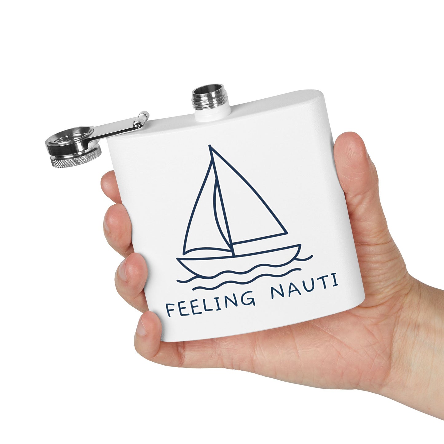 Feeling Nauti 6oz Stainless Steel Flask – Nautical Sailboat Gift for Ocean Lovers