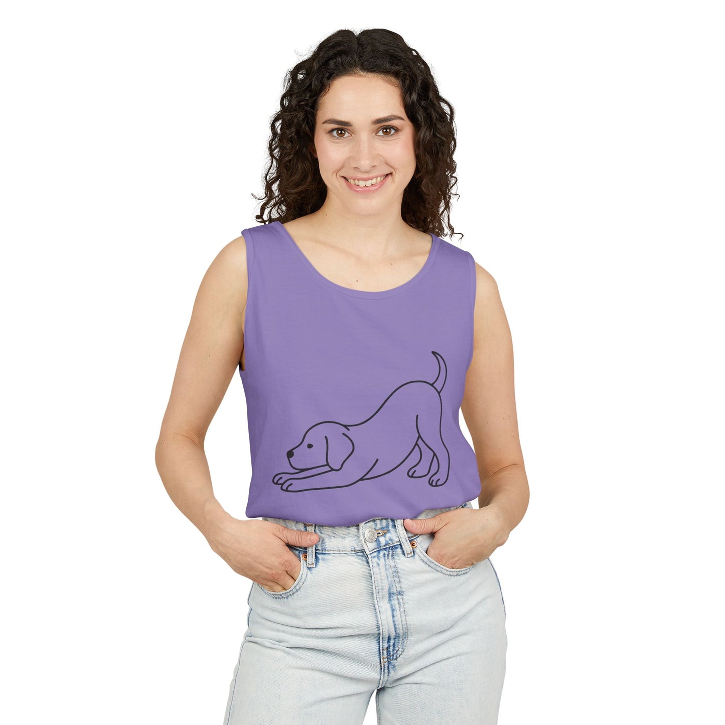 Puppy Pose Yoga Tank – Unisex Garment-Dyed Comfort Top