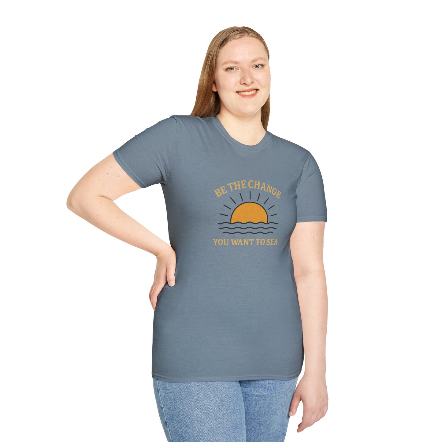 Be the Change You Want to Sea T-Shirt – Sunrise Ocean Quote Tee