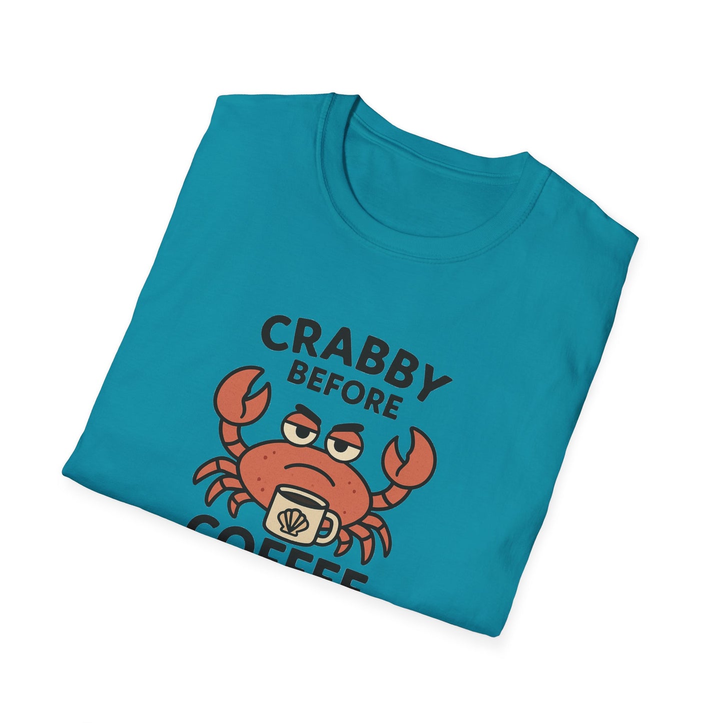 Crabby Before Coffee Ocean T-Shirt – Funny Crab & Coffee Unisex Tee