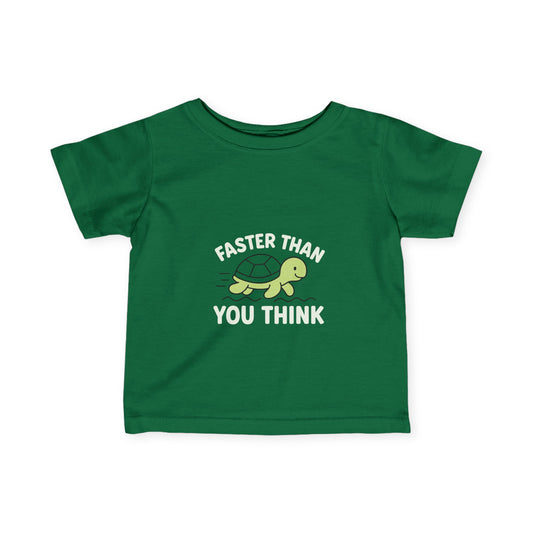Faster Than You Think Turtle Infant Tee – Baby Shirt Supporting Ocean Cleanup