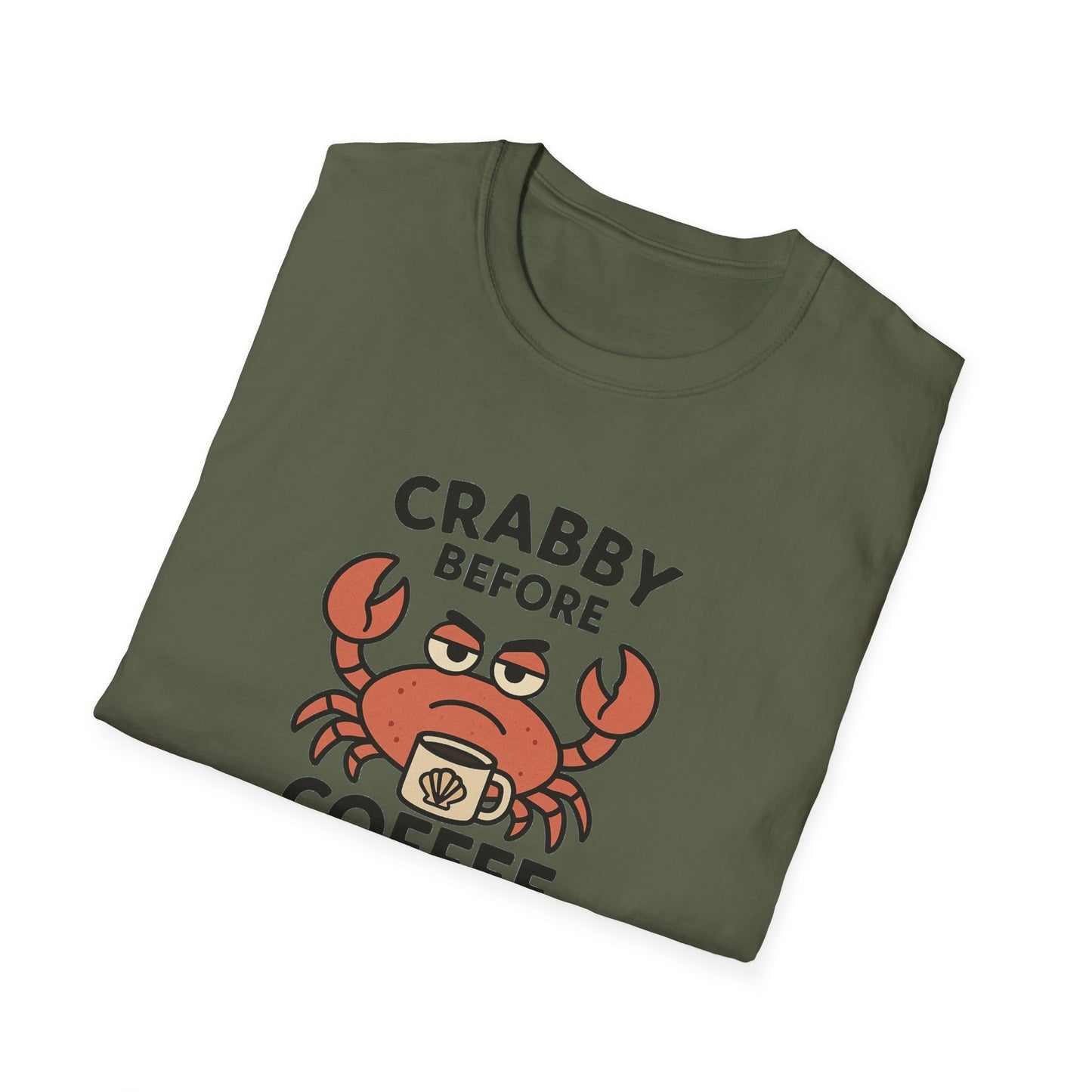 Crabby Before Coffee Ocean T-Shirt – Funny Crab & Coffee Unisex Tee