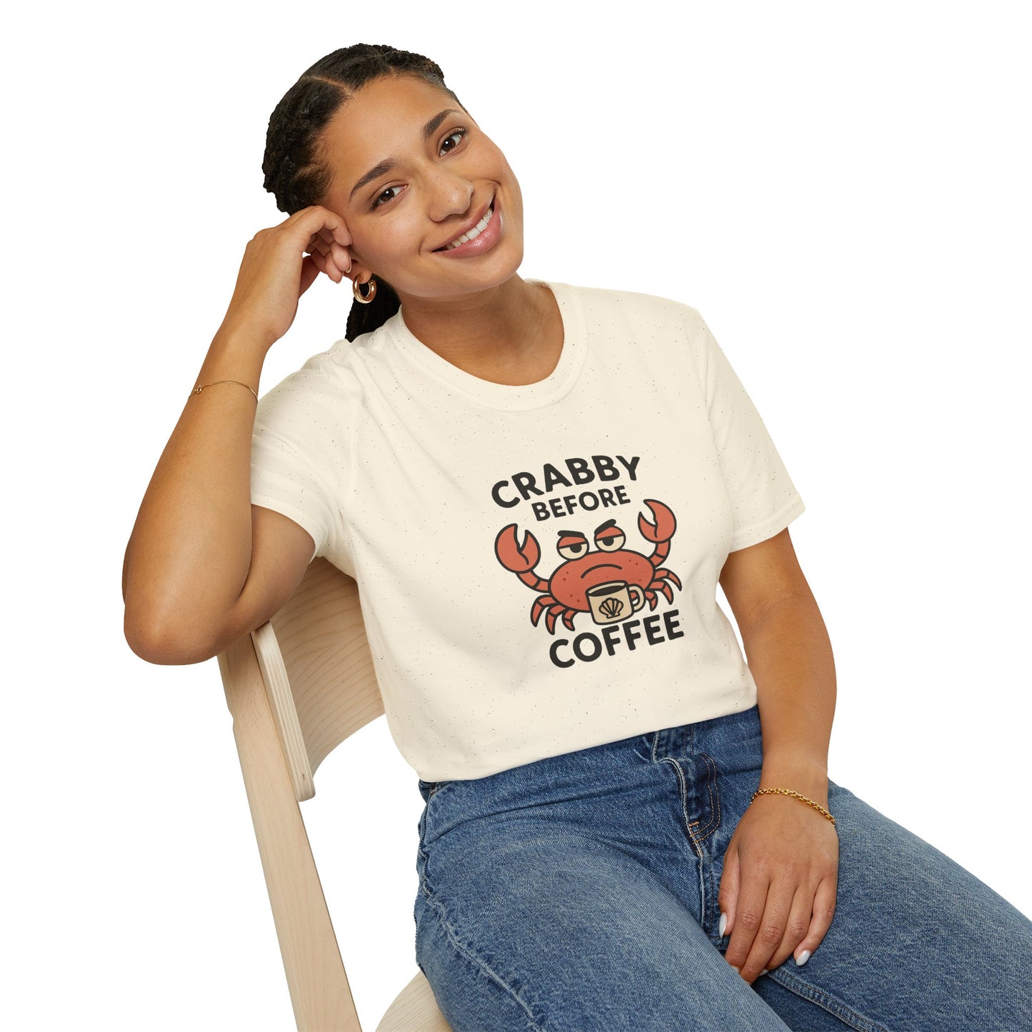Crabby Before Coffee Ocean T-Shirt – Funny Crab & Coffee Unisex Tee