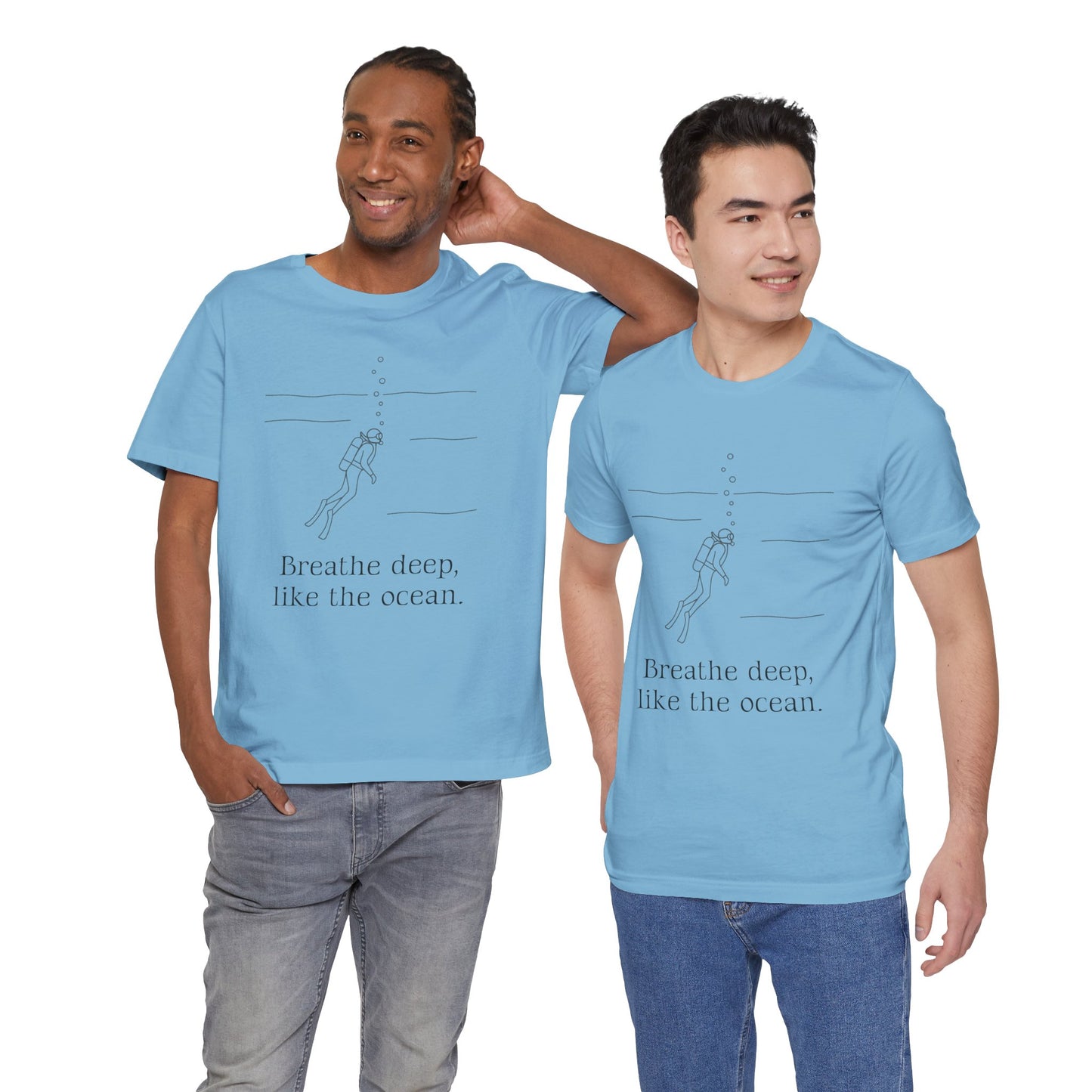 Breathe Deep Like the Ocean Tee – Scuba Diving Inspired Unisex Jersey Shirt for Mindfulness & Ocean Protection
