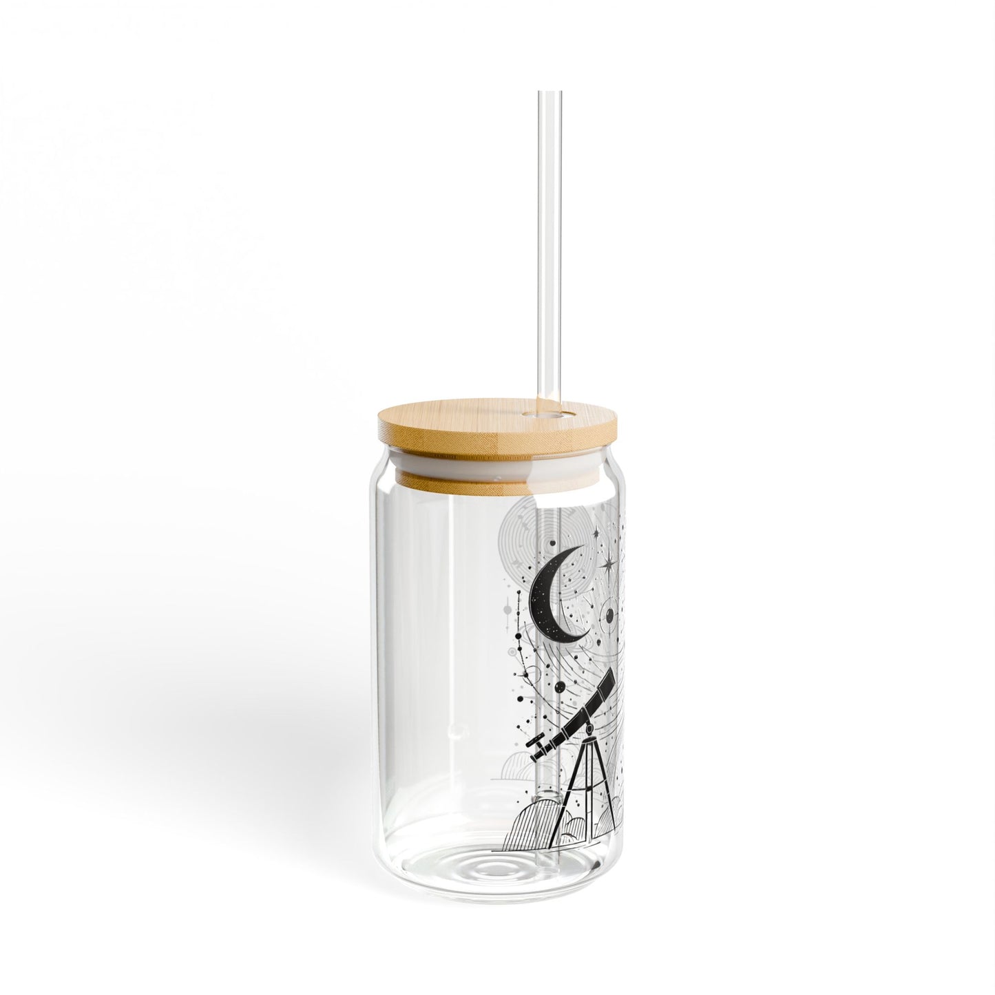 Celestial Stargazing 16oz Sipper Glass – Telescope Drinkware for Nature Lovers