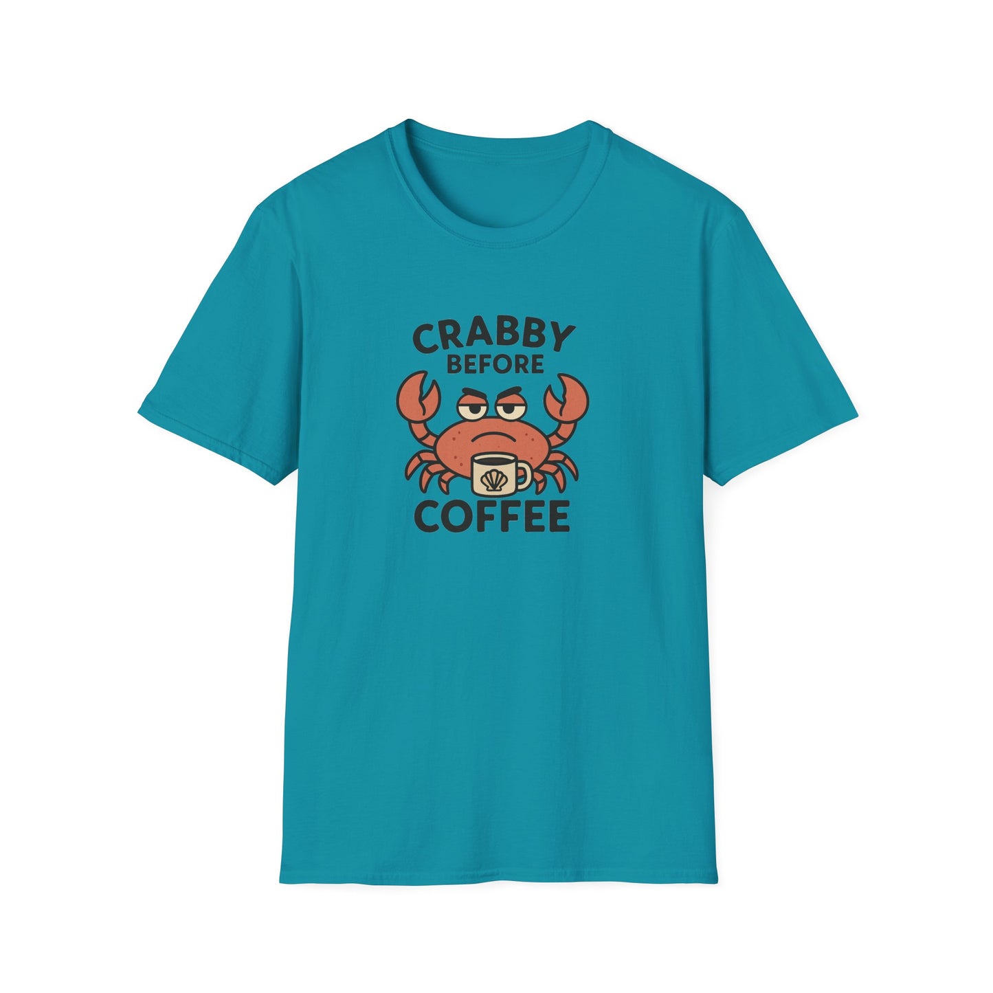 Crabby Before Coffee Ocean T-Shirt – Funny Crab & Coffee Unisex Tee