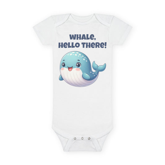 Whale Hello There! Organic Whale Baby Bodysuit – Ocean-Inspired Onesie® from Nine Scoops