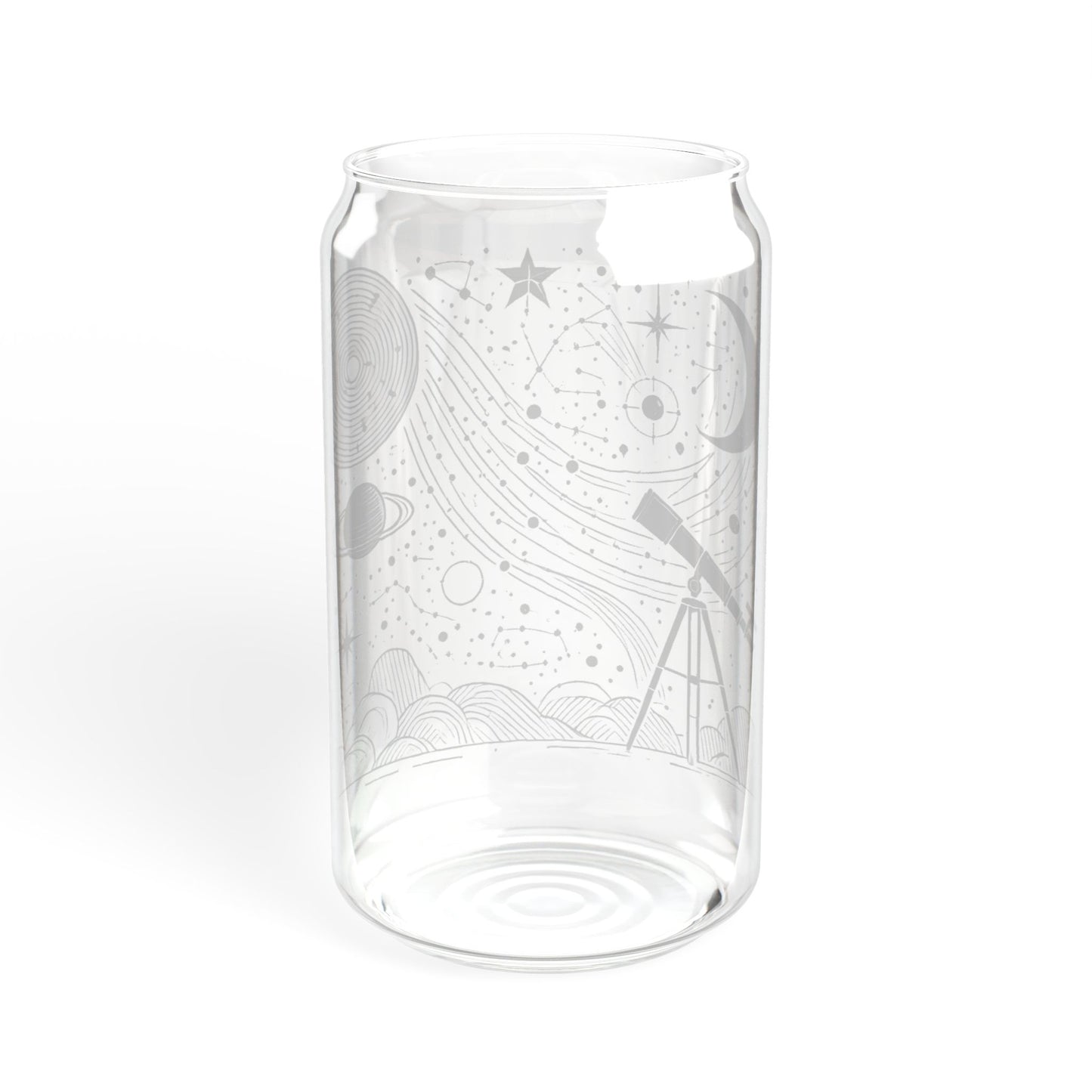 Celestial Stargazing 16oz Sipper Glass – Telescope Drinkware for Nature Lovers