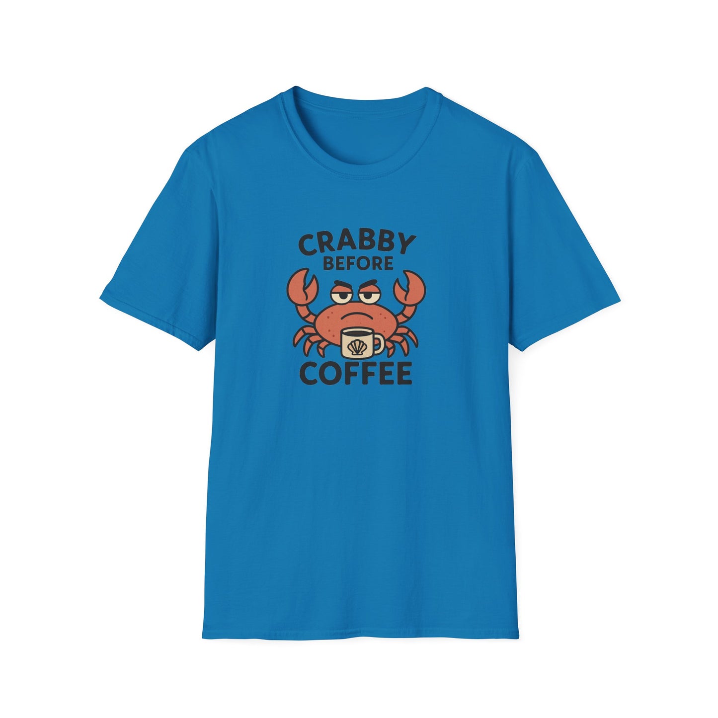 Crabby Before Coffee Ocean T-Shirt – Funny Crab & Coffee Unisex Tee