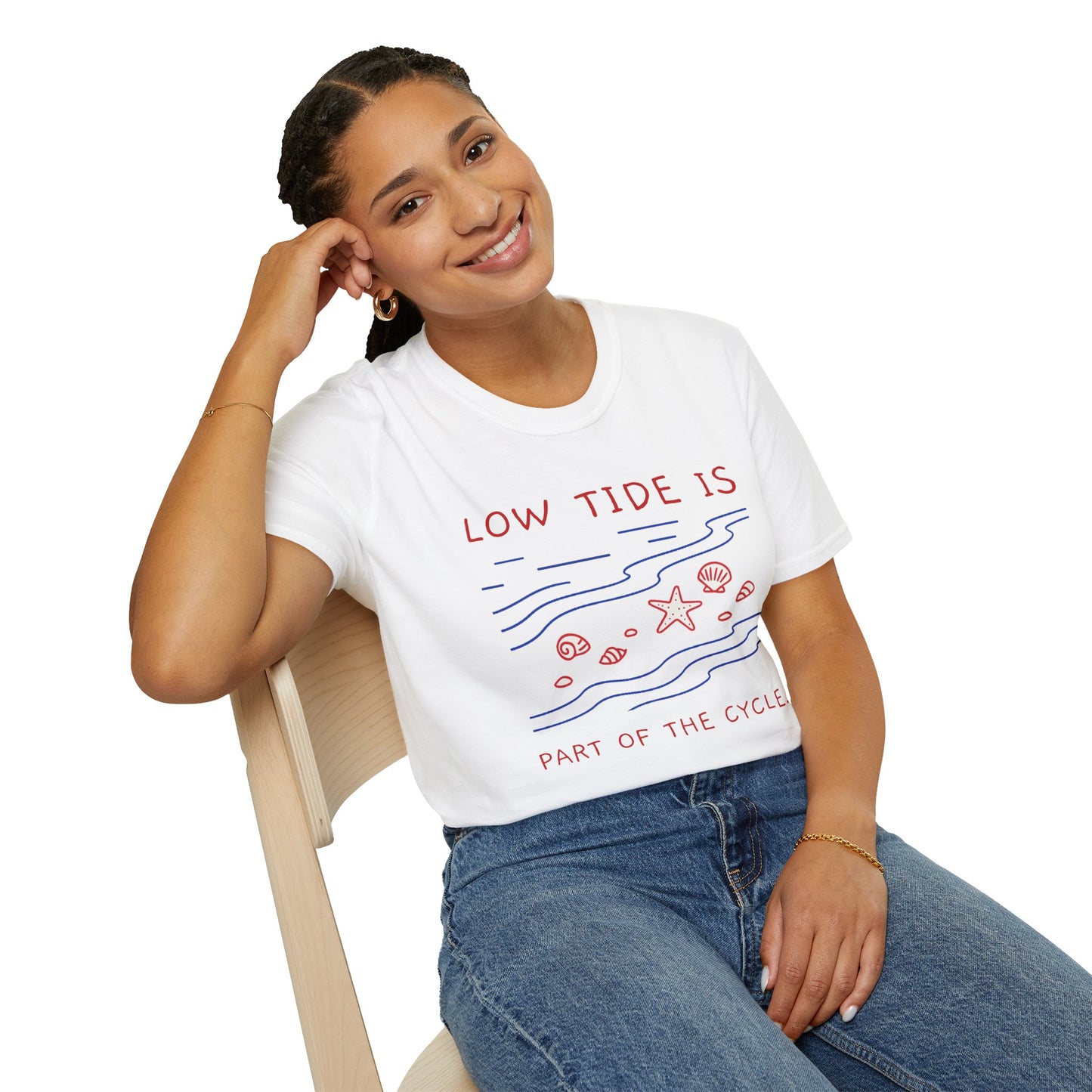 Low Tide Is Part of the Cycle Tee – Self-Compassion Ocean-Inspired Unisex T-Shirt