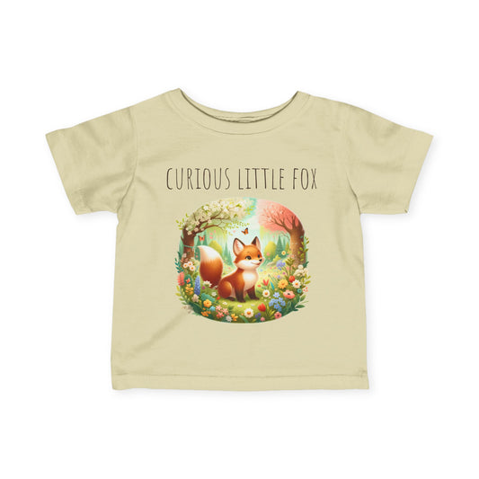 Curious Little Fox Baby T-Shirt – Adorable Forest Explorer Design by Nine Scoops