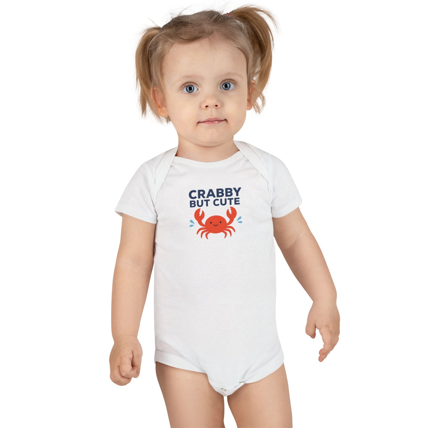 Crabby but Cute Organic Crab Onesie® – Funny Baby Bodysuit Supporting Ocean Cleanup