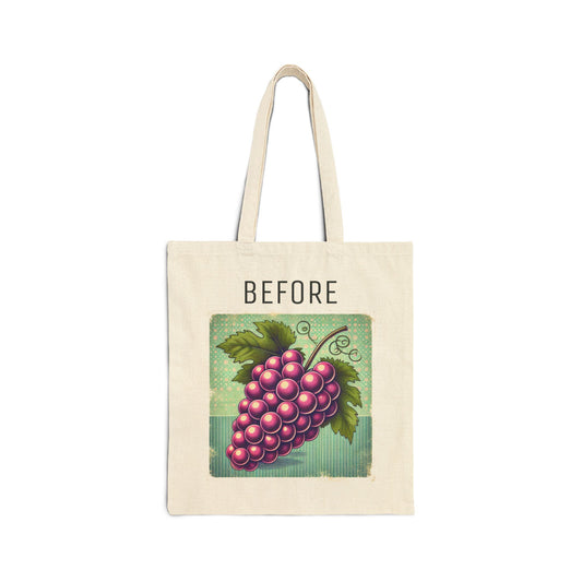 Vintage Vino Reversible Tote Bag - Before and After Grapes and Wine Design
