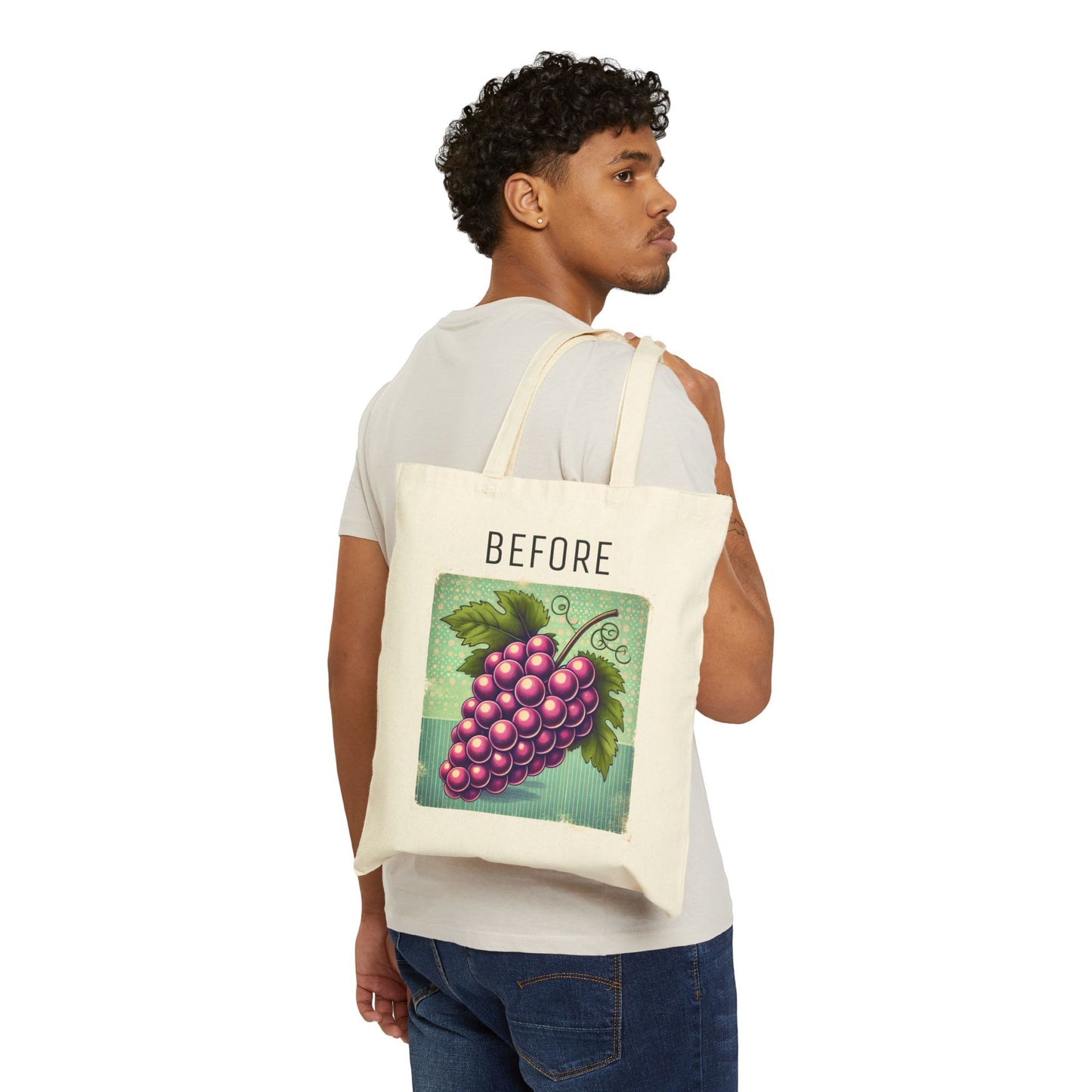 Vintage Vino Reversible Tote Bag - Before and After Grapes and Wine Design