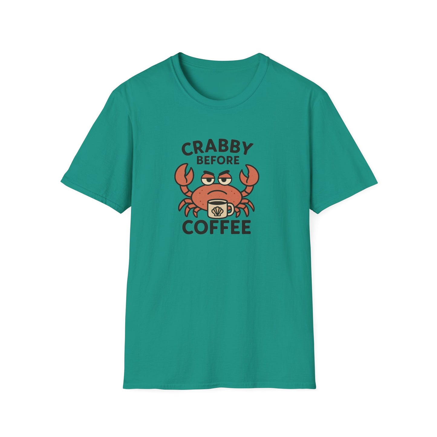 Crabby Before Coffee Ocean T-Shirt – Funny Crab & Coffee Unisex Tee