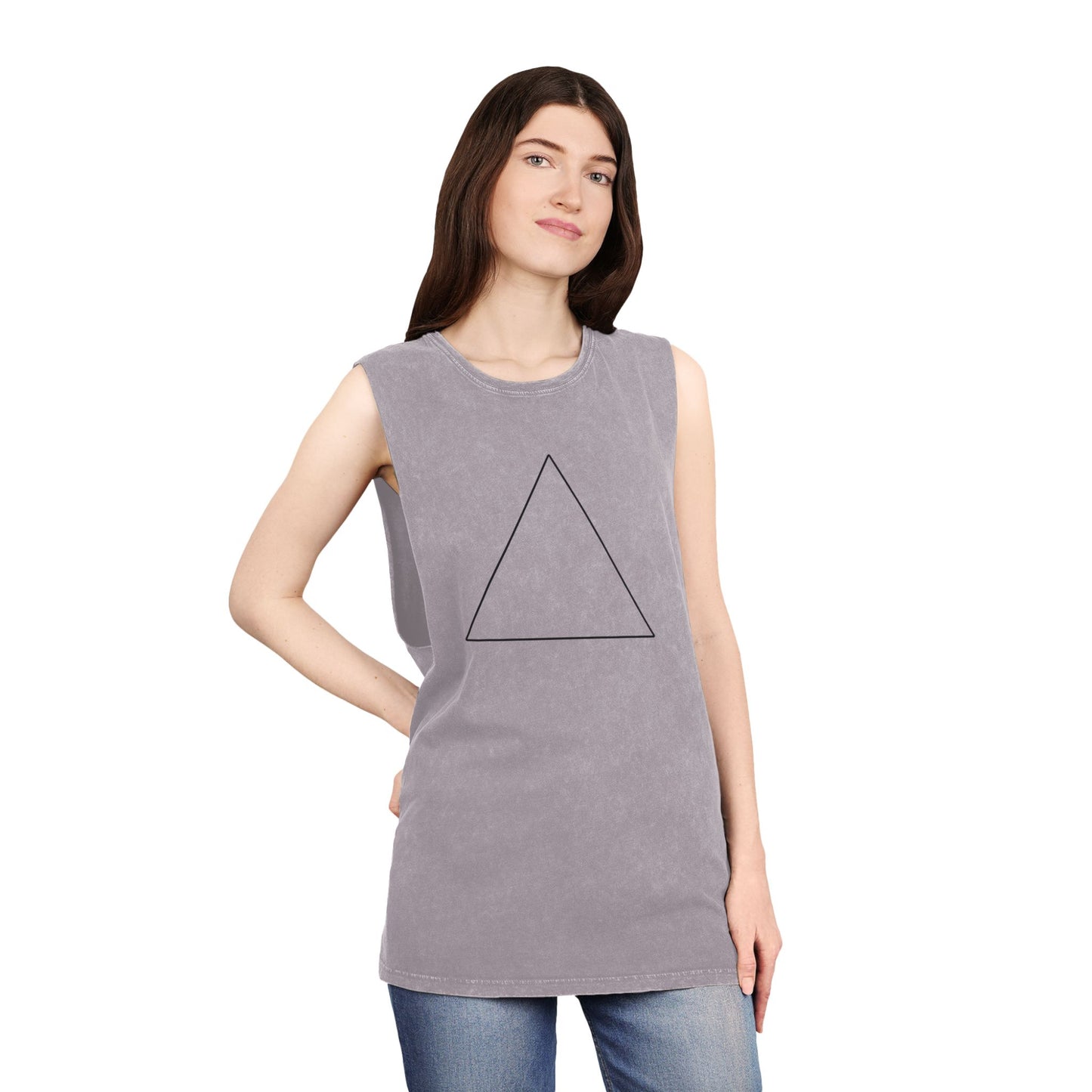 Triangle Pose Yoga Tank – Unisex Stonewash Meditation Shirt