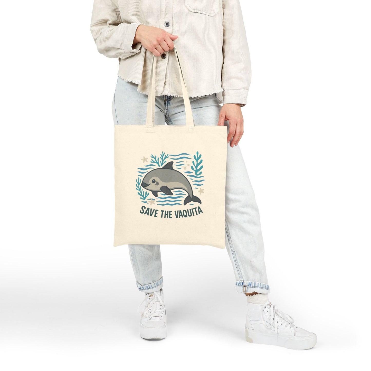 Save the Vaquita Cotton Canvas Tote – Ocean Conservation Bag