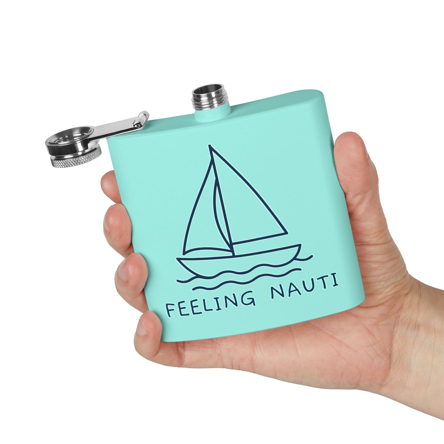 Feeling Nauti 6oz Stainless Steel Flask – Nautical Sailboat Gift for Ocean Lovers