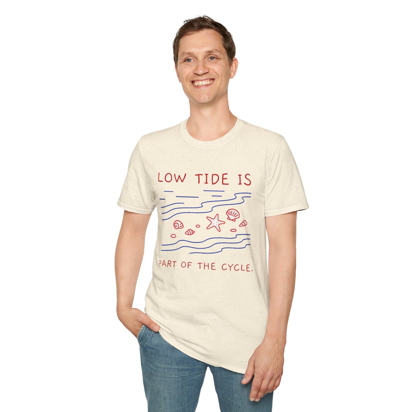 Low Tide Is Part of the Cycle Tee – Self-Compassion Ocean-Inspired Unisex T-Shirt