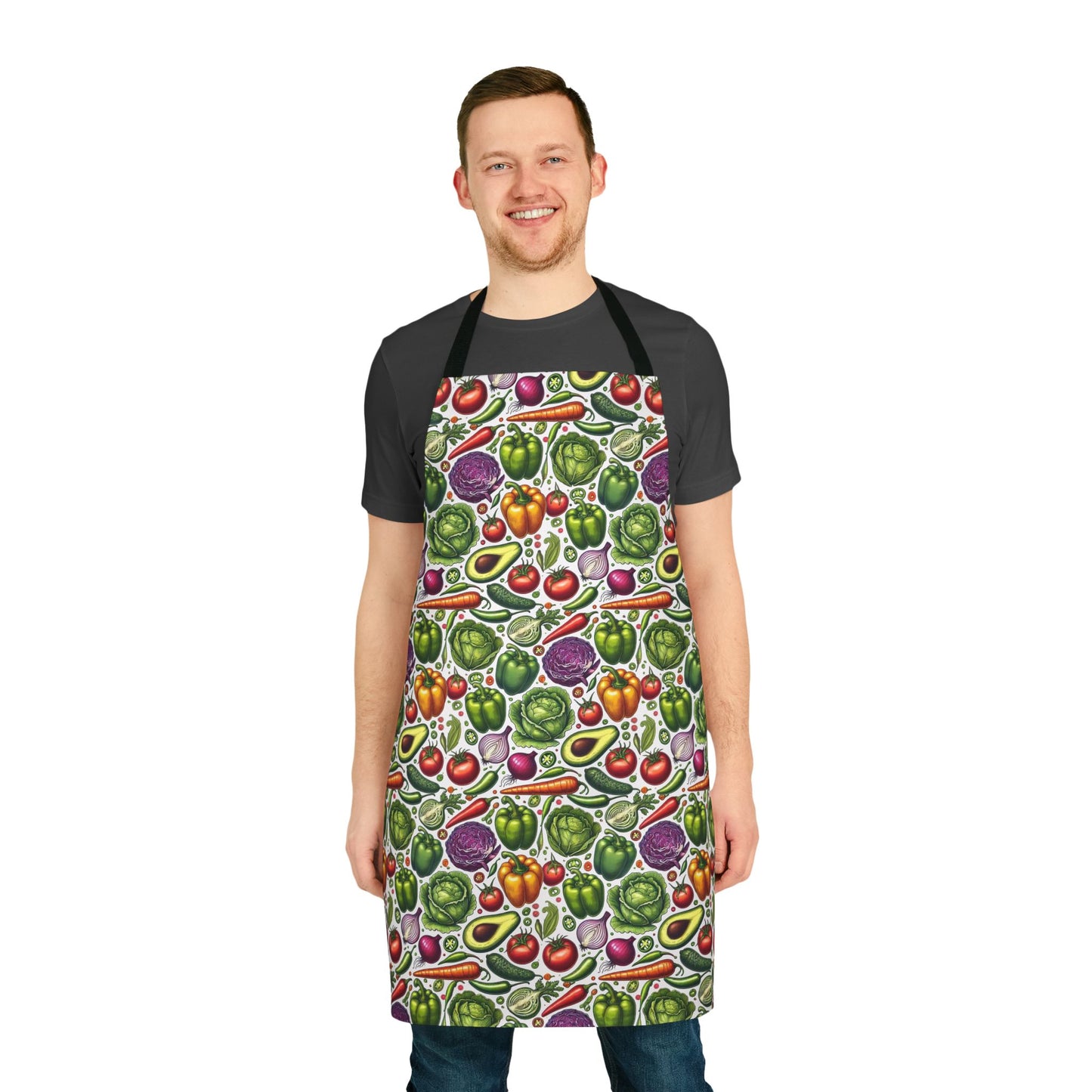 Vibrant Vegetable Pattern Apron for Healthy Cooking Enthusiasts - Perfect Gift for Chefs and Home Cooks