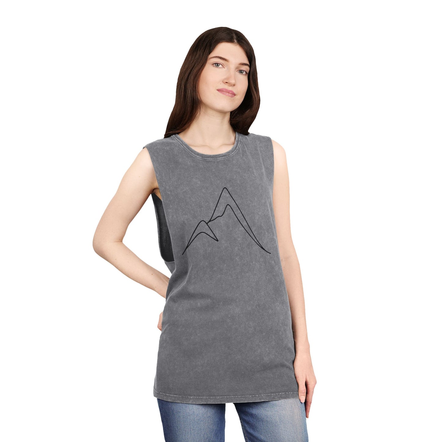Mountain Pose Yoga Tank – Unisex Stonewash Mindfulness Top