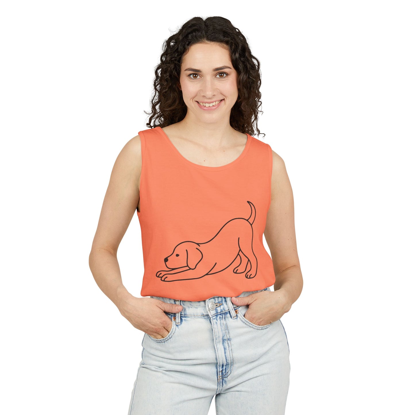 Puppy Pose Yoga Tank – Unisex Garment-Dyed Comfort Top