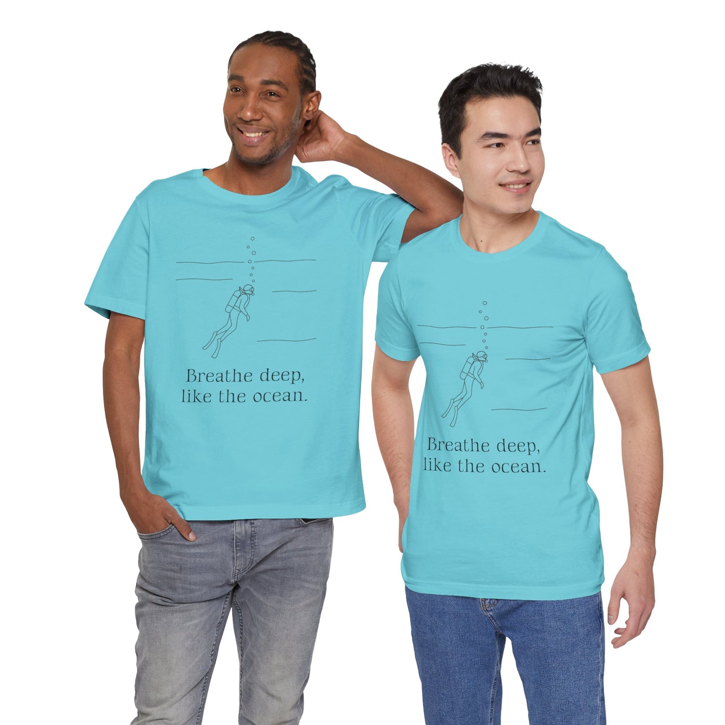 Breathe Deep Like the Ocean Tee – Scuba Diving Inspired Unisex Jersey Shirt for Mindfulness & Ocean Protection