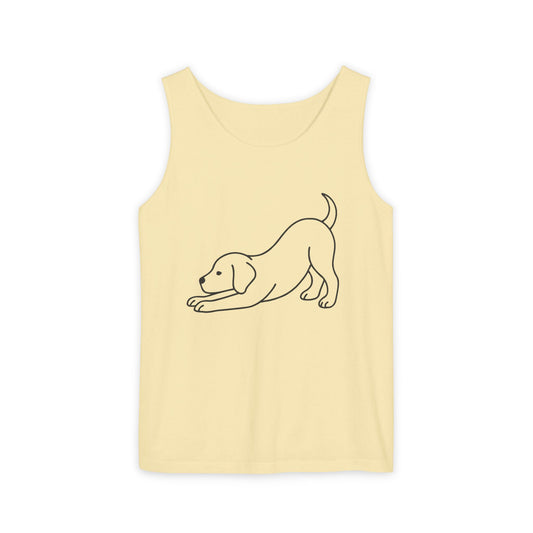 Puppy Pose Yoga Tank – Unisex Garment-Dyed Comfort Top