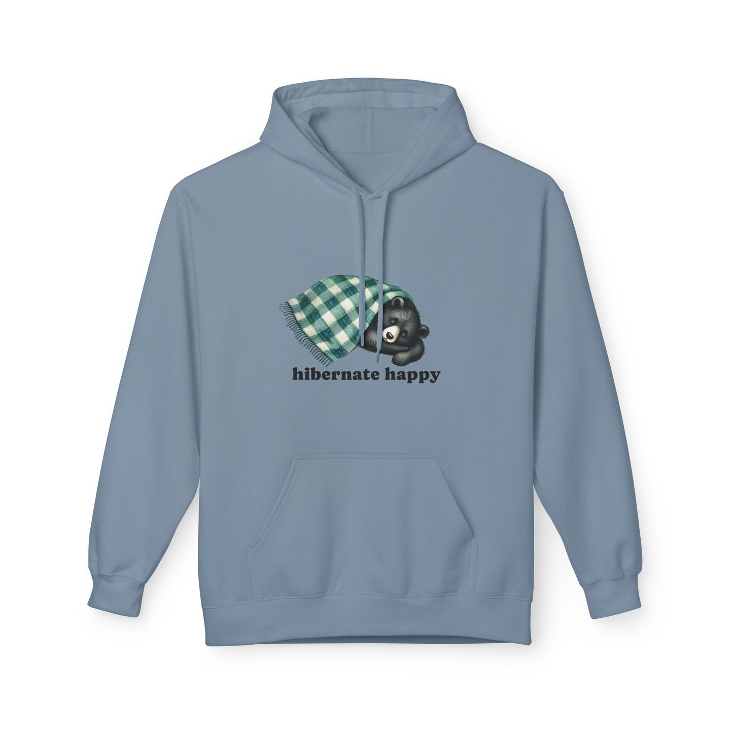 Hibernate Happy Unisex Midweight Softstyle Fleece Hoodie | Cozy Bear Rest Hoodie by Nine Scoops