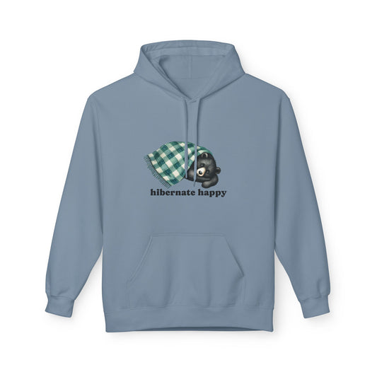 Hibernate Happy Unisex Midweight Softstyle Fleece Hoodie | Cozy Bear Rest Hoodie by Nine Scoops