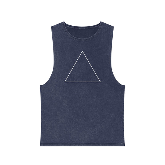 Triangle Pose Yoga Tank – Unisex Stonewash Meditation Shirt