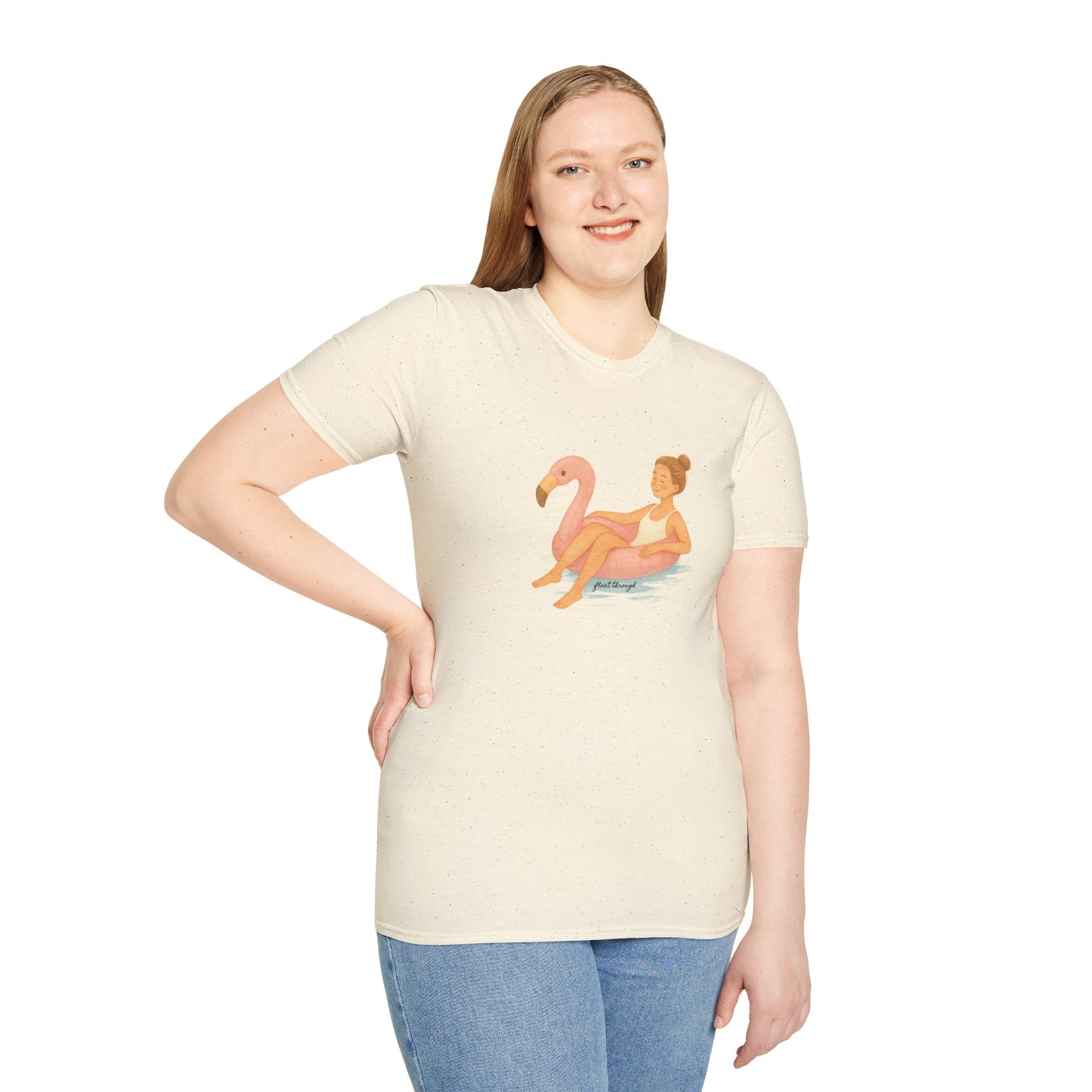 Float Through It Tee – Mindfulness & Flamingo Float Unisex T-Shirt