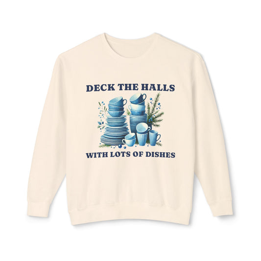 Deck the Halls with Lots of Dishes Sweatshirt – Christmas Dinner Inspired Unisex Crewneck | Nine Scoops