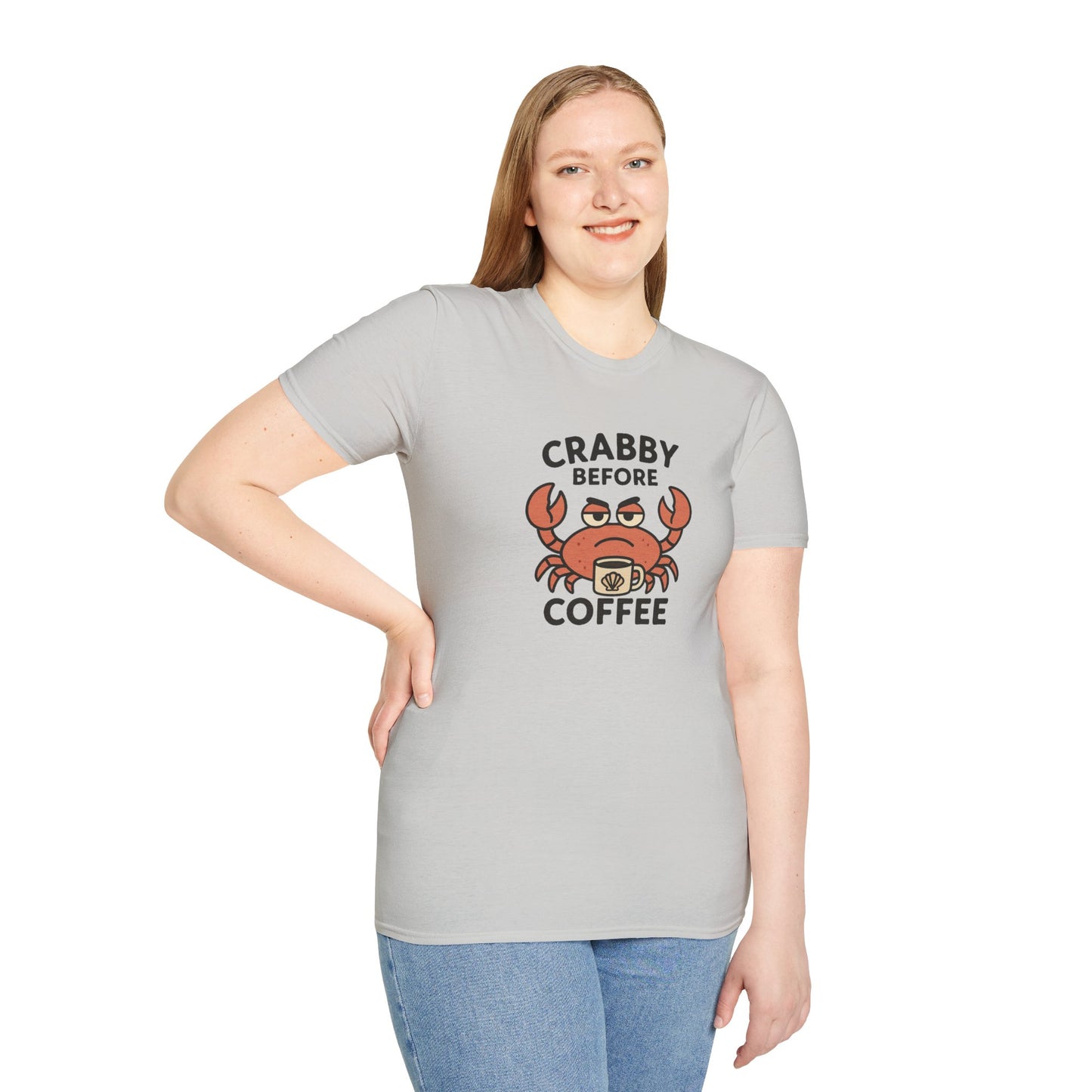 Crabby Before Coffee Ocean T-Shirt – Funny Crab & Coffee Unisex Tee