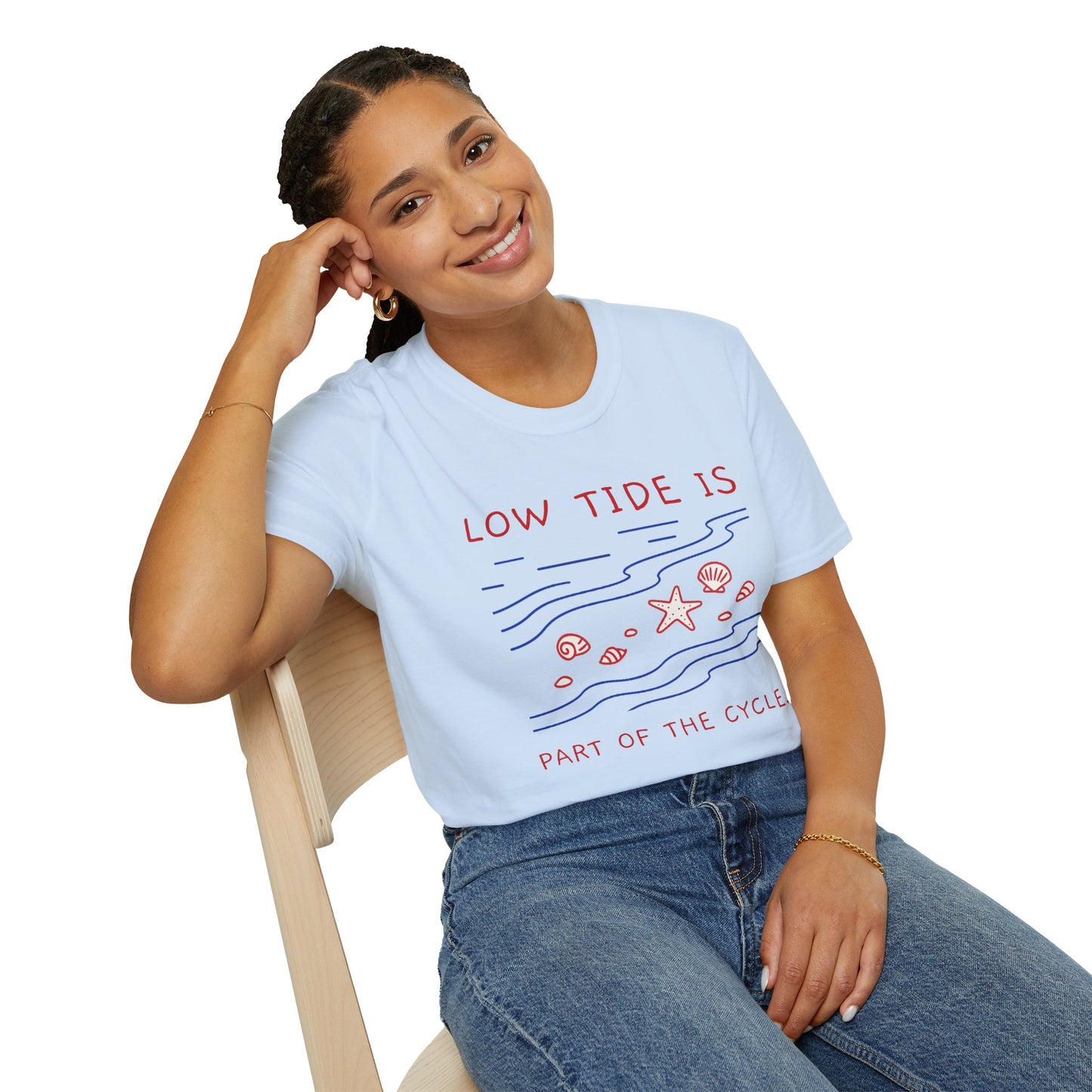 Low Tide Is Part of the Cycle Tee – Self-Compassion Ocean-Inspired Unisex T-Shirt