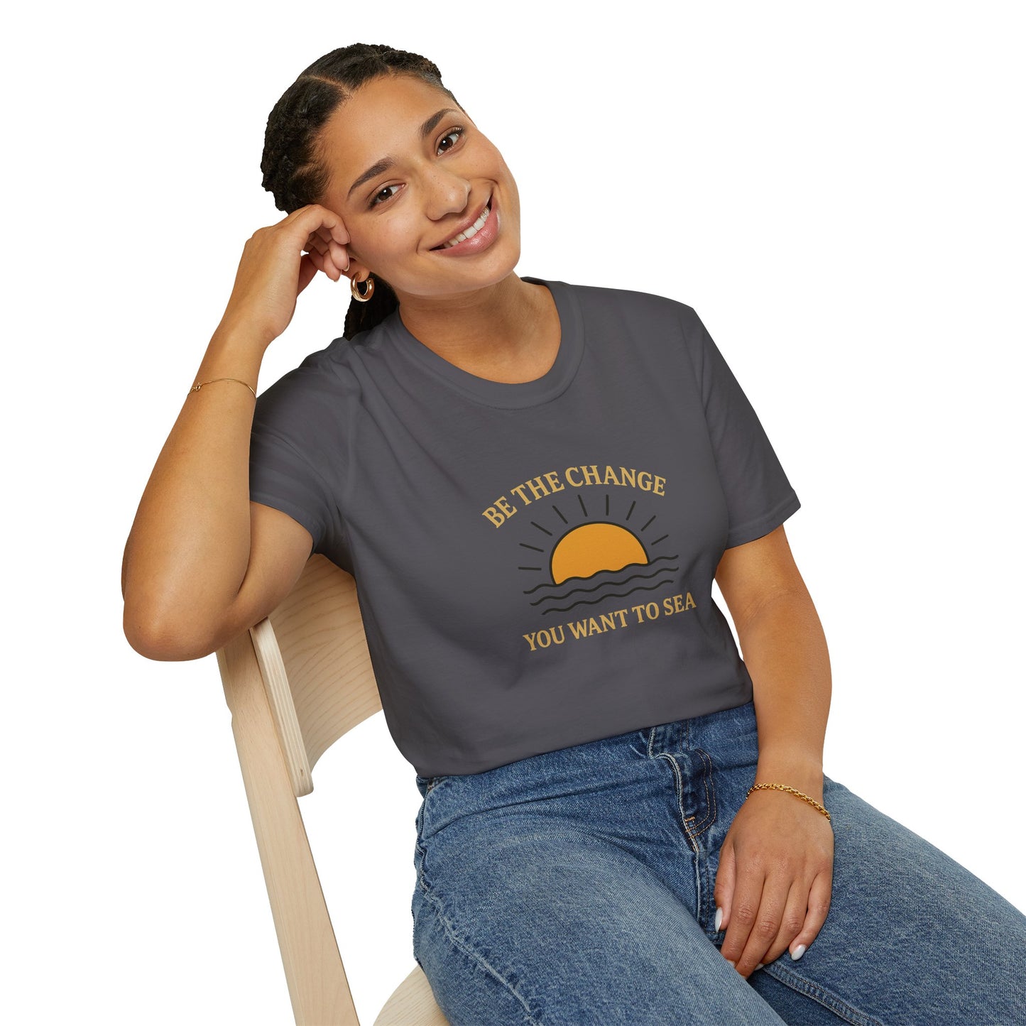 Be the Change You Want to Sea T-Shirt – Sunrise Ocean Quote Tee