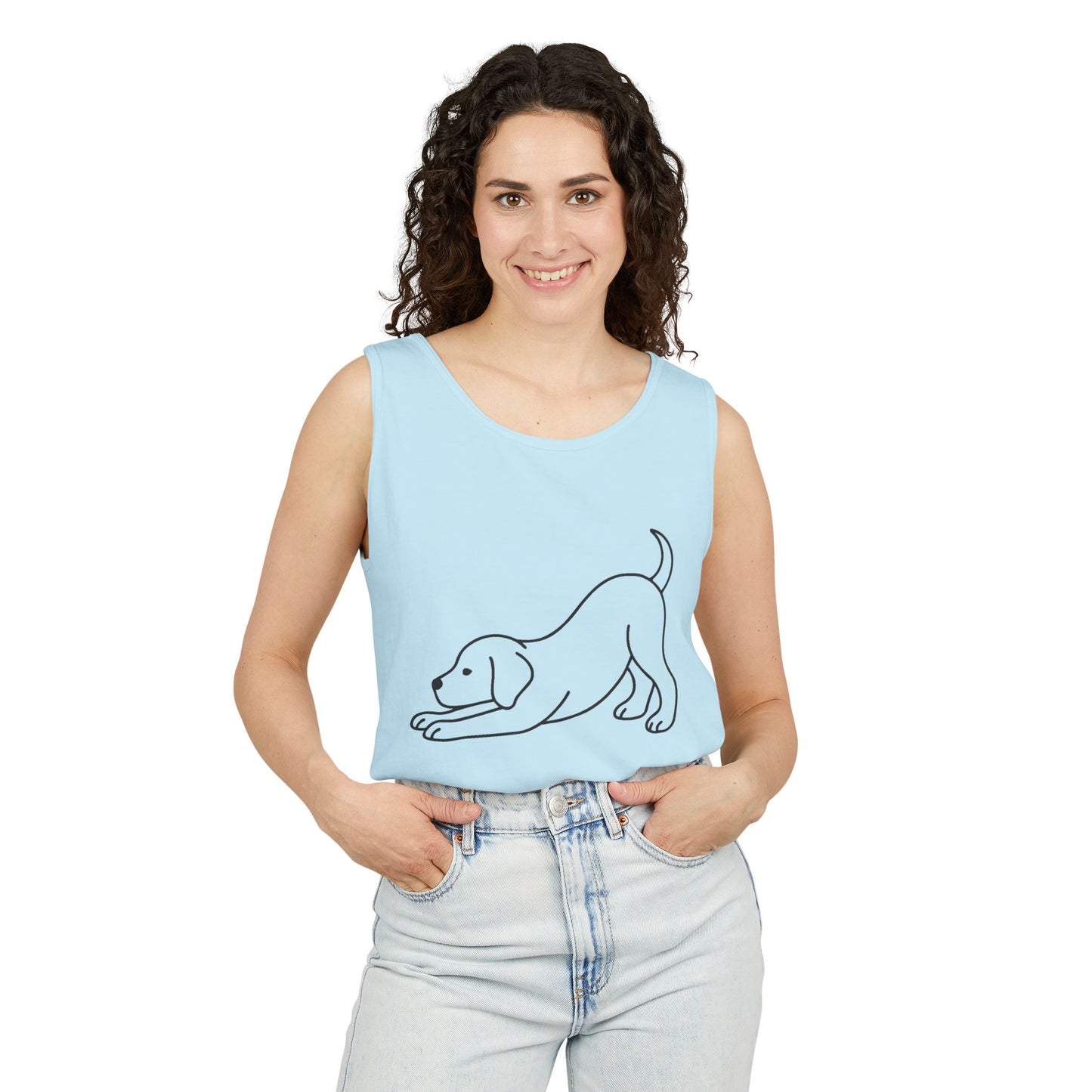 Puppy Pose Yoga Tank – Unisex Garment-Dyed Comfort Top