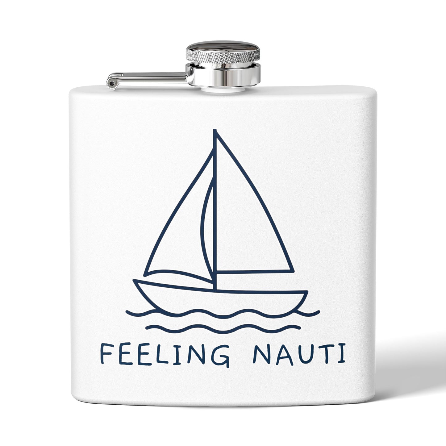 Feeling Nauti 6oz Stainless Steel Flask – Nautical Sailboat Gift for Ocean Lovers