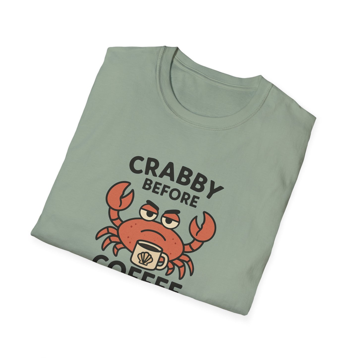 Crabby Before Coffee Ocean T-Shirt – Funny Crab & Coffee Unisex Tee