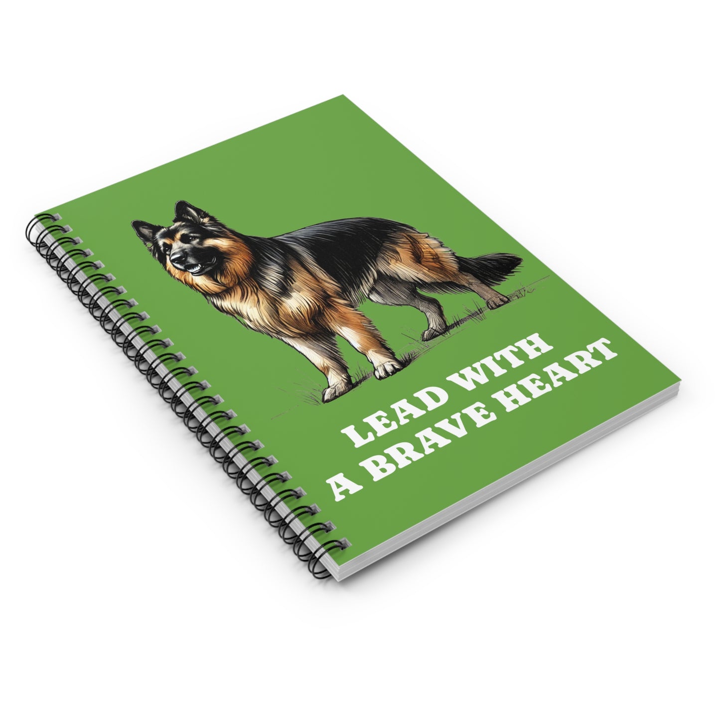 "Lead with a Brave Heart" German Shepherd-Inspired Spiral Notebook – Motivational and Functional