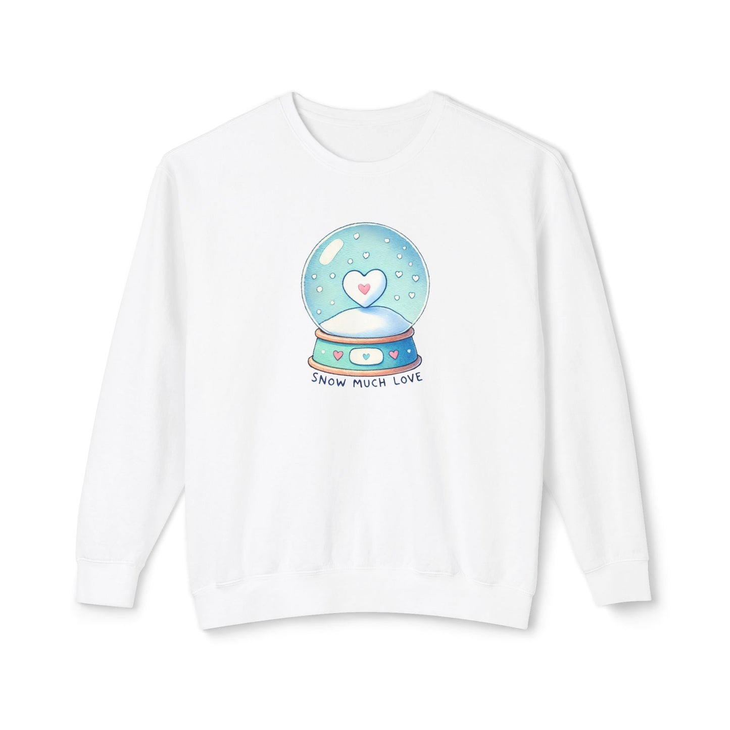 Snow Much Love Lightweight Crewneck Sweatshirt – Cozy Winter Snow Globe Design | Nine Scoops