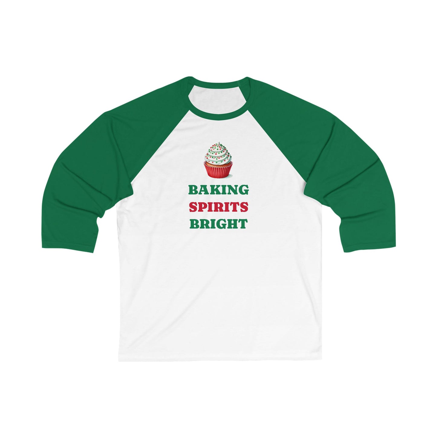 Baking Spirits Bright 3/4 Sleeve Baseball Tee – Festive Christmas Baking Shirt | Nine Scoops