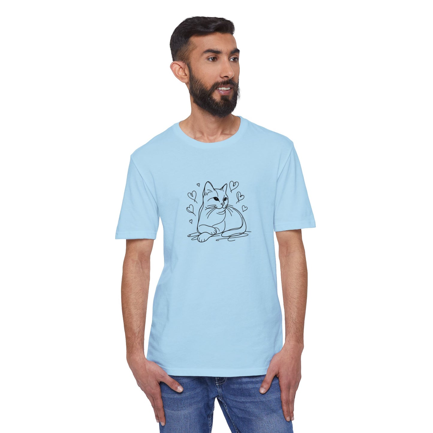 Cat with Hearts T-Shirt (60% recycled cotton)