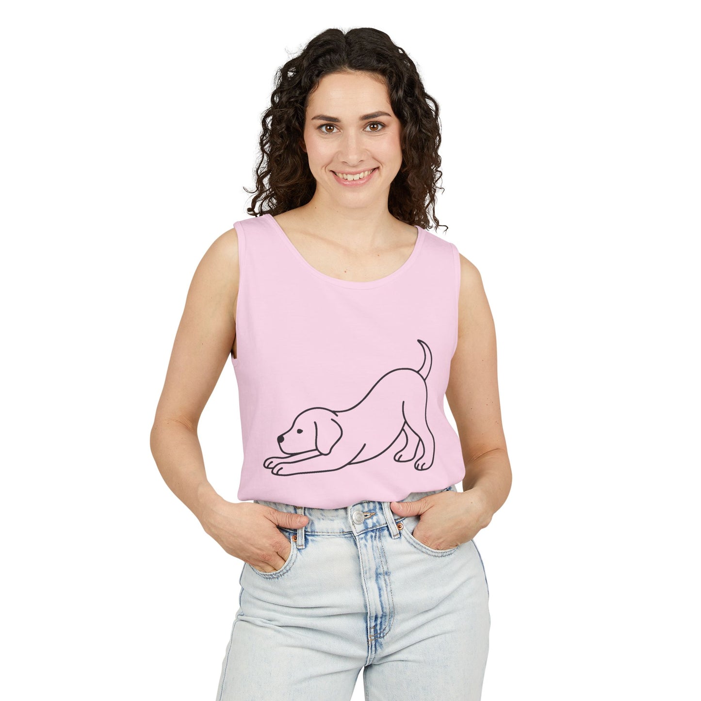 Puppy Pose Yoga Tank – Unisex Garment-Dyed Comfort Top