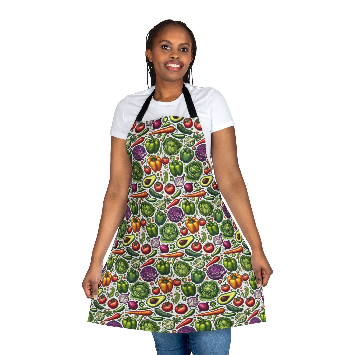 Vibrant Vegetable Pattern Apron for Healthy Cooking Enthusiasts - Perfect Gift for Chefs and Home Cooks