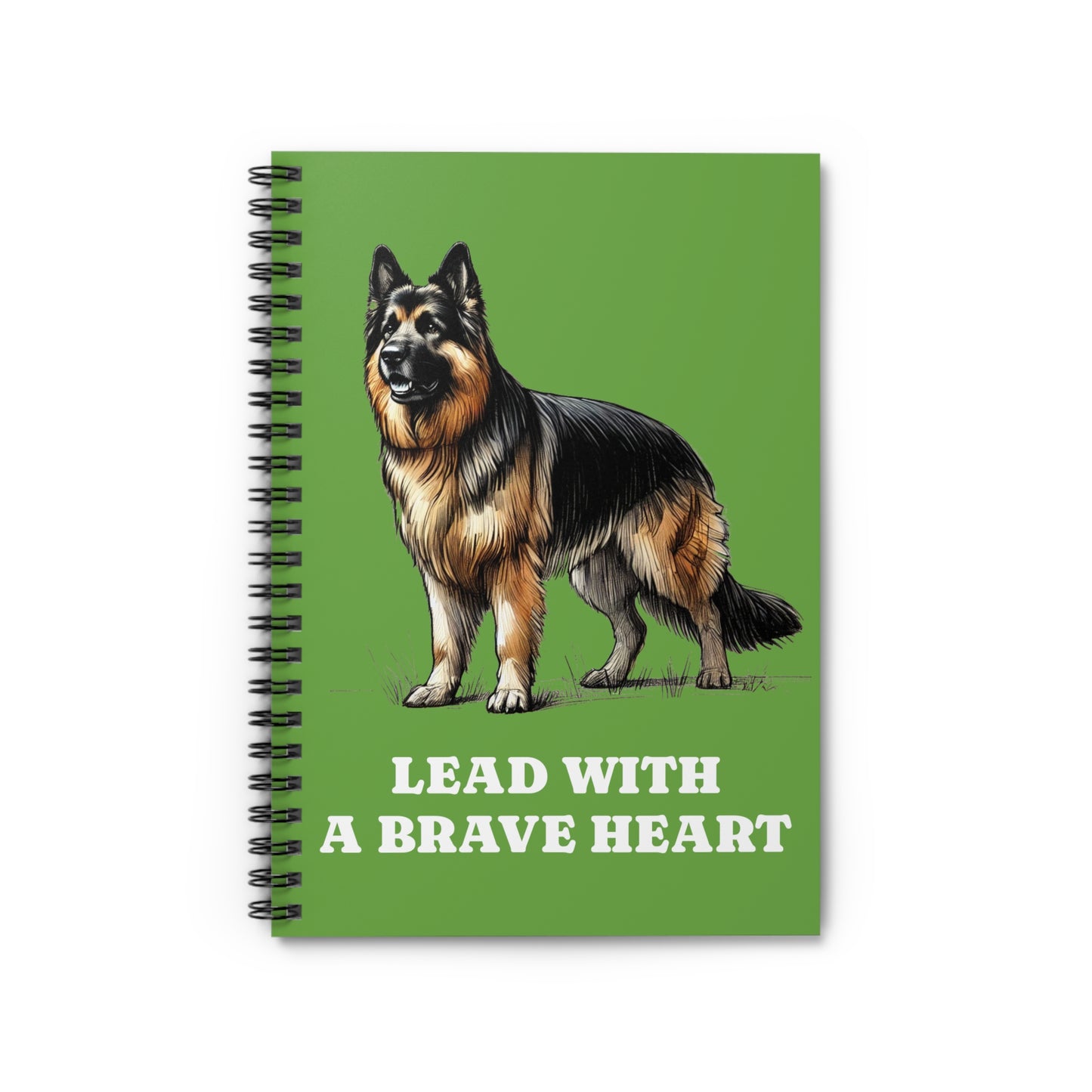"Lead with a Brave Heart" German Shepherd-Inspired Spiral Notebook – Motivational and Functional