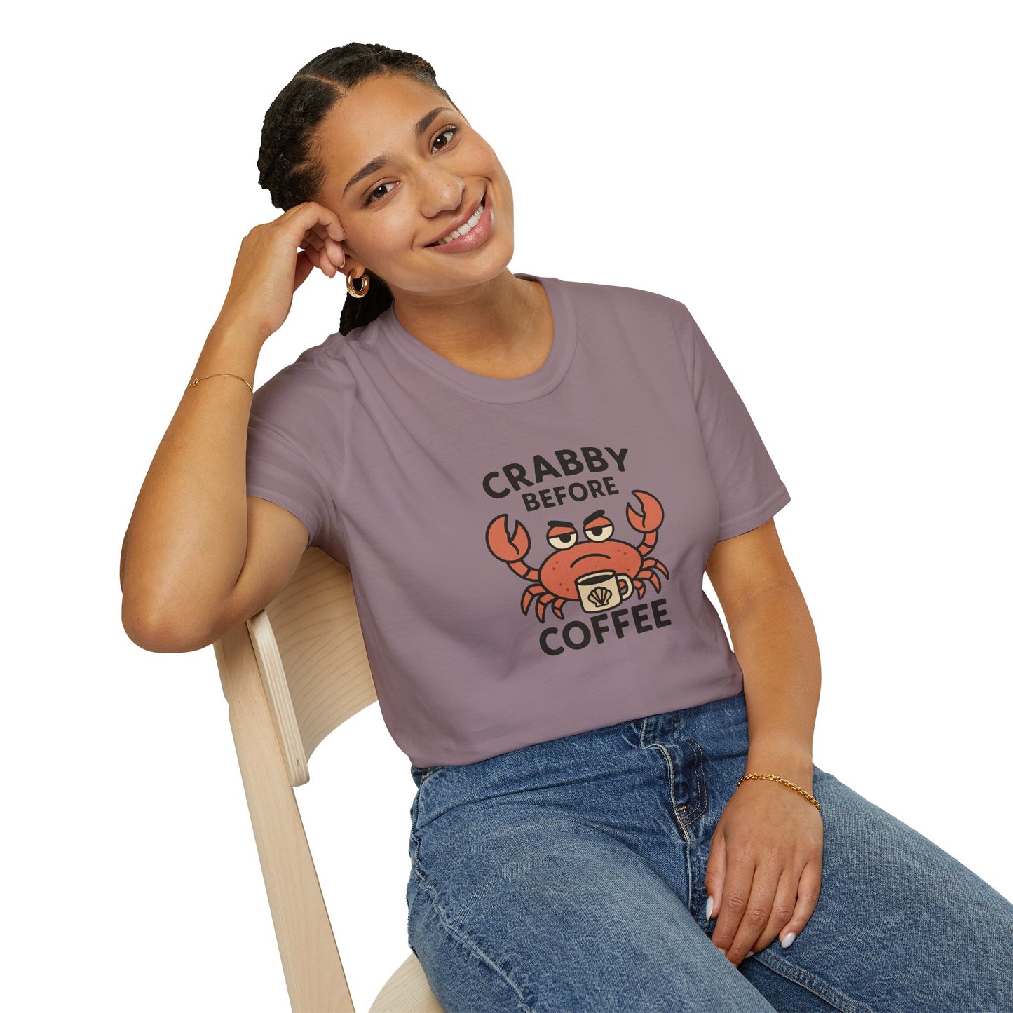 Crabby Before Coffee Ocean T-Shirt – Funny Crab & Coffee Unisex Tee